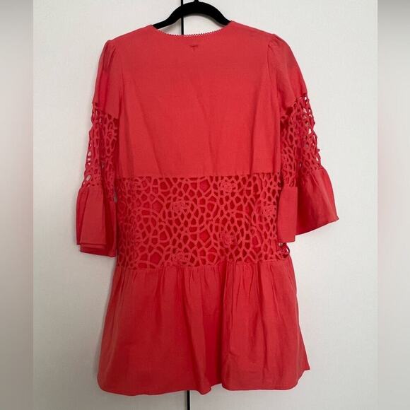 Tyler Boe Izzy Bell Sleeve Dark Coral Mini Dress - Picture 6 of 8